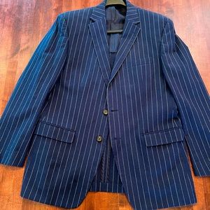 Mens navy blue pinstriped Ralph Lauren Blazer.